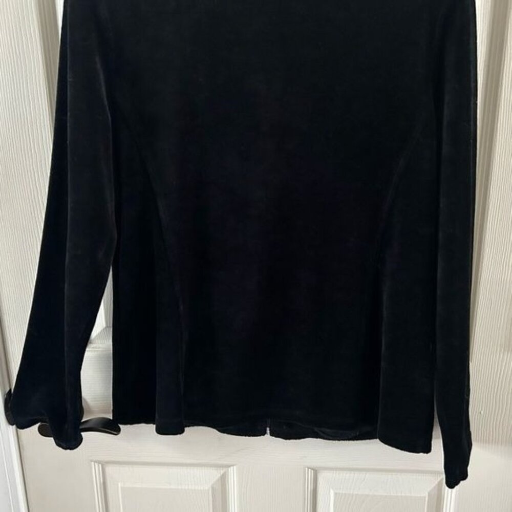 Zenergy by Chico’s Black Velvety Rhinestone Full Zip Jacket, Sz 1 - Picture 12 of 15